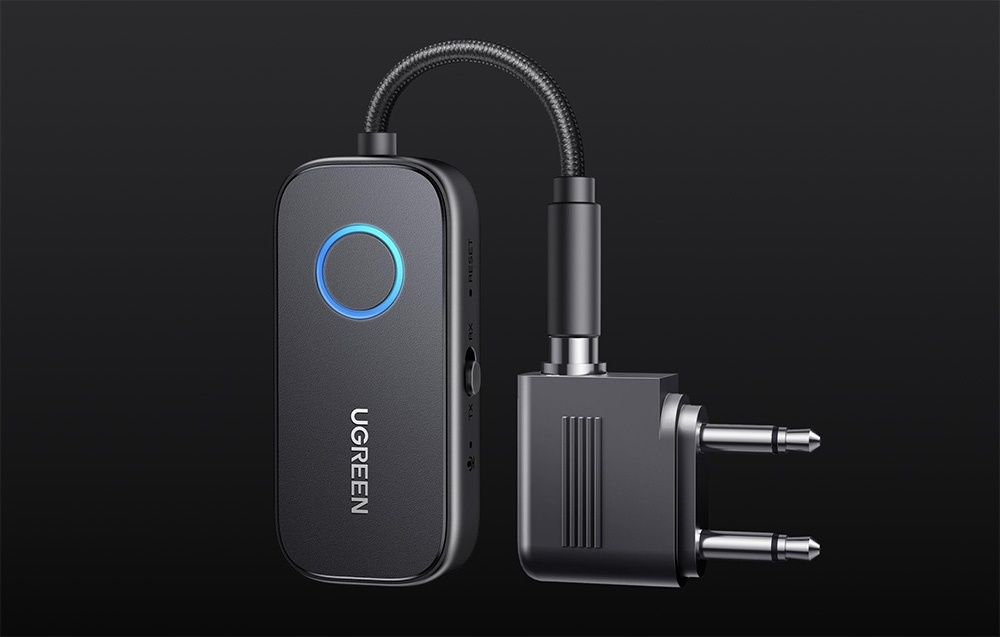 UGREEN Nadajnik Odbiornik Bluetooth BT 5.3 Mini Jack 3.5mm 300mAh + Ad