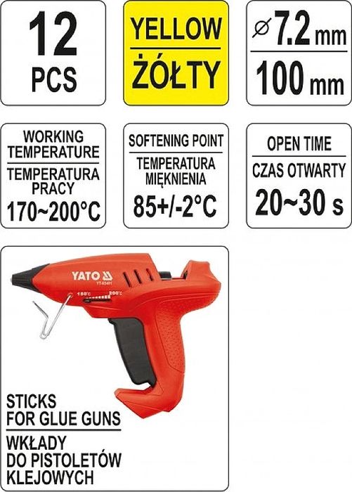 Klej Do Pistoletu Na Gorąco 12Szt. 7,2X100Mm Żółty