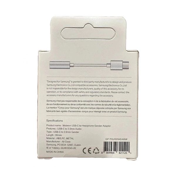 Adapter Samsung GP-TGU023AE DAC USB-C do mini jack 3.5mm - biały