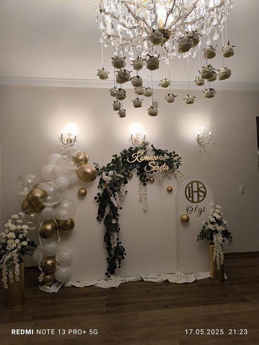 Dekoracje okolicznosciowe wesela chrzciny komunie balony scianki kwiat