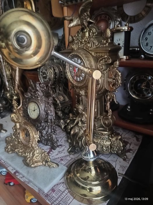 Lampa mosiężna bankierska, lub do fortepianu