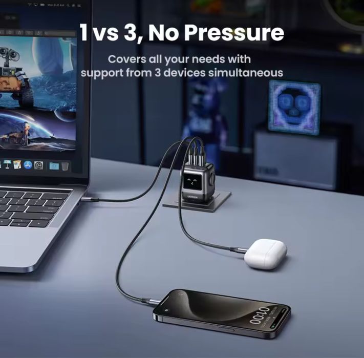 UGREEN CD361 UNO RG 65w робот, PowerDelivery, швидка зарядка.