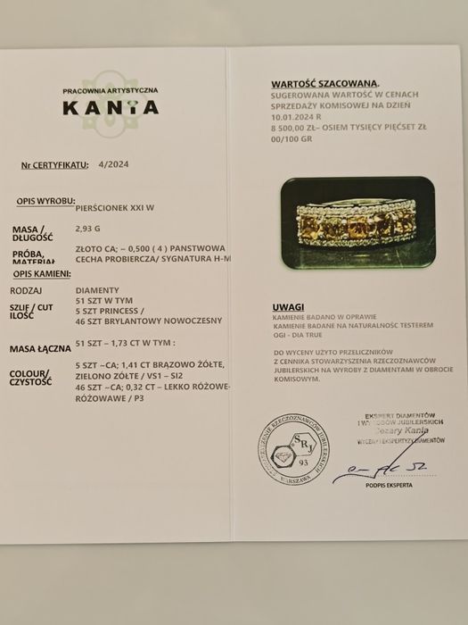 1,73ct pierścionek z brylantami / certyfikat / naturalnymi diamentami