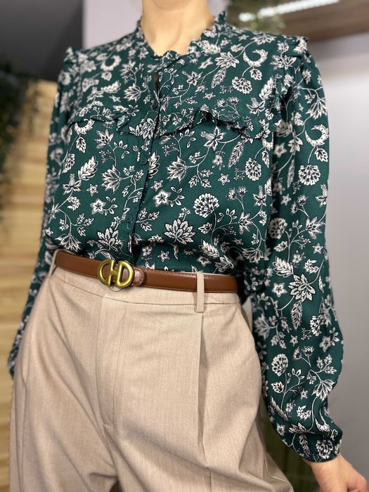 Ciemnozielona damska wiskozowa koszulowa bluzka Papaya – rozmiar 44