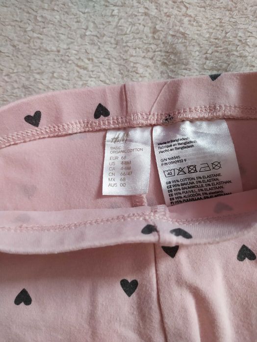 Sukienka, rampers, leginsy 3/4 m.in. H&M, trzy sztuki, 68 cm