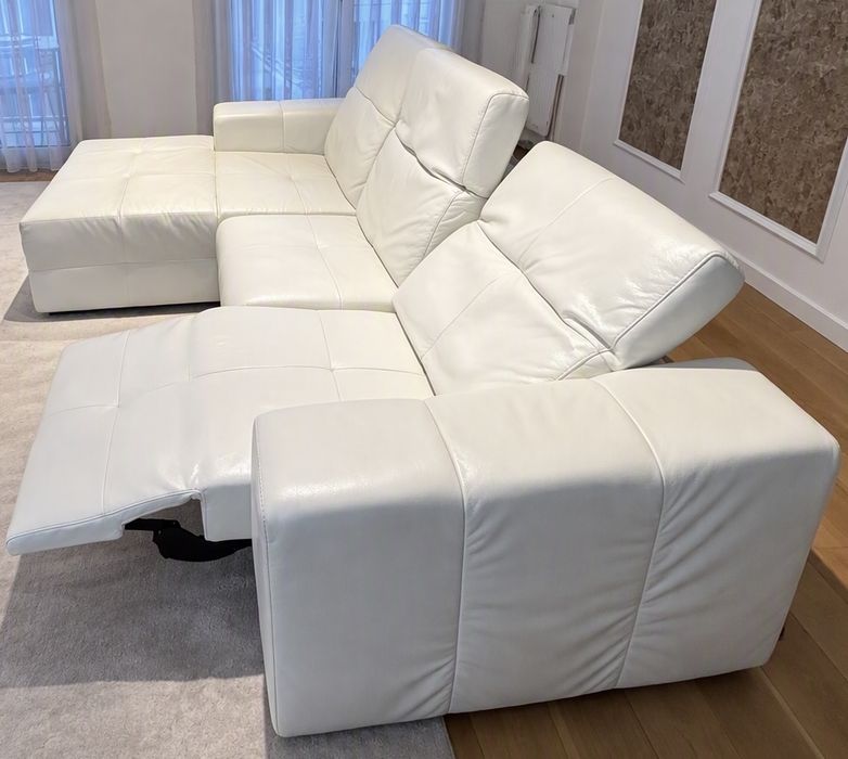 Sofá, 3 Lugares, em pele, branco