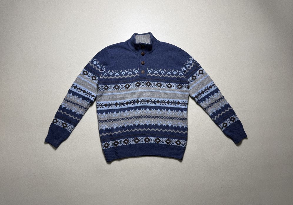 Sweter wełniany  granatowy Signal r.L wzory nordyckie