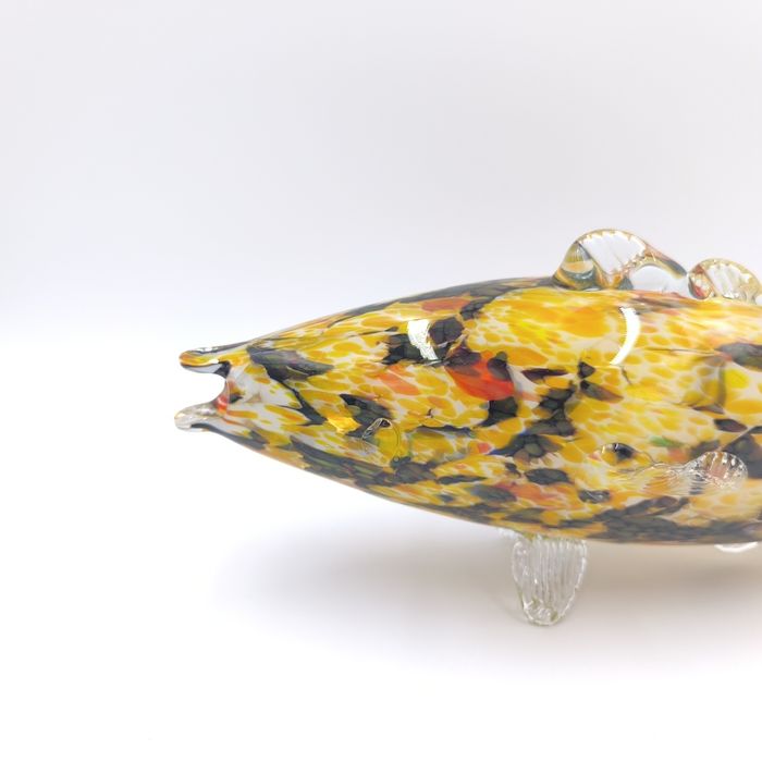 Szklana Kolorowa Ryba 44 cmPRL Figurka