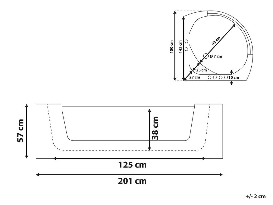 LUKSUSOWA WANNA NAROŻNA SPA 201x150 Hydromasaż LED 20 dysz NOWA