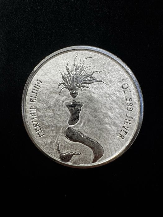 Монета серебро, 1 доллар «Русалка Фиджи» 1 oz 2018 Fiji Mermaid Rising Silver Coin