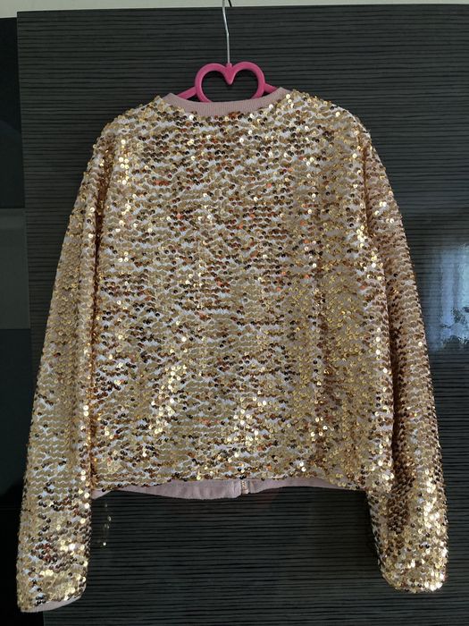 Złota kurtka bomber cekiny H&M 146/152