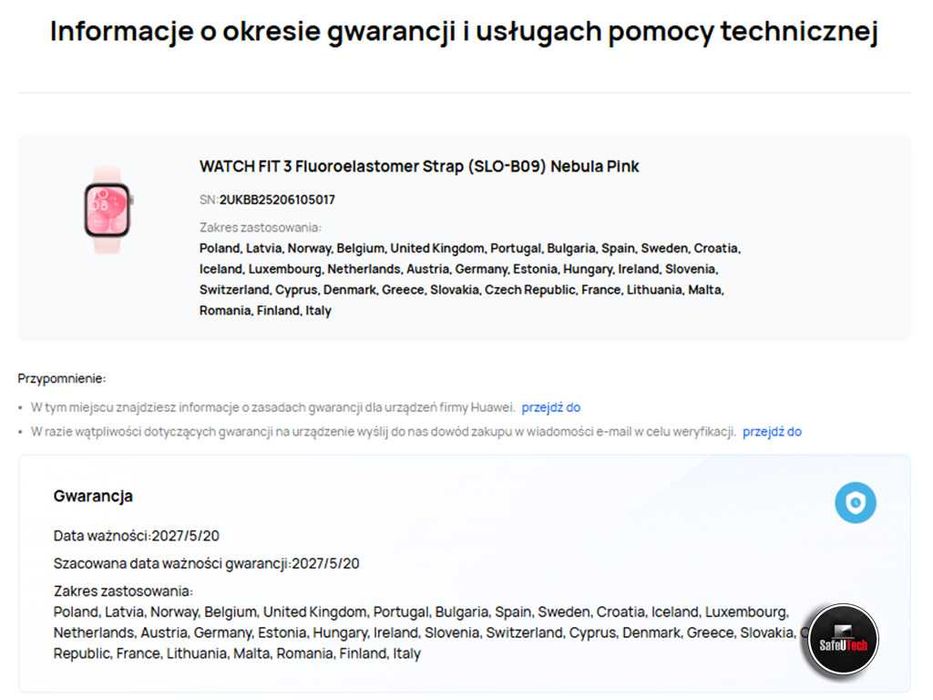 Zadbany HUAWEI Watch Fit 3  - GPS - AMOLED - KPL.  + PASEK GW. 05.2027