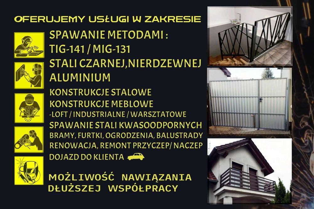 Usługi spawalnicze | Konstrukcje stalowe | Ogrodzenia | Balustrady