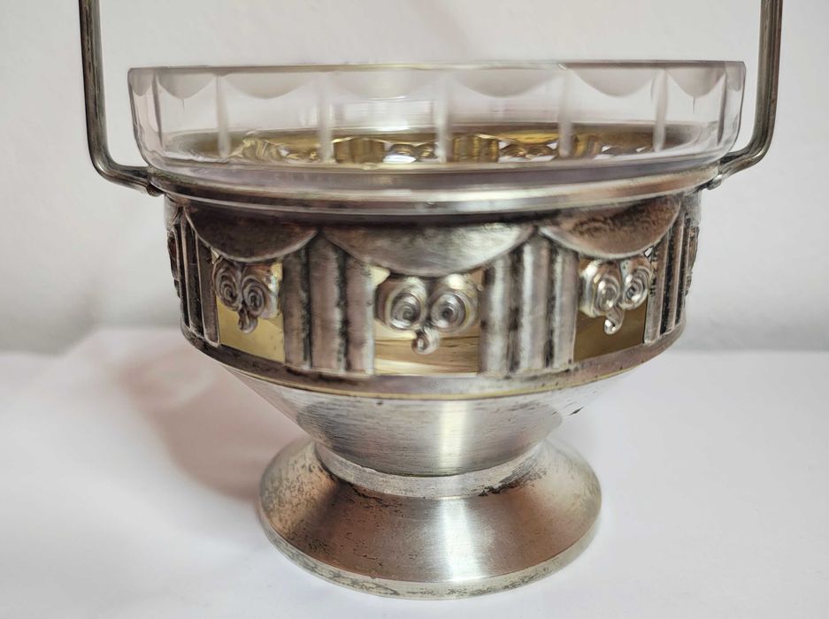 Stara platerowa cukiernica Art Deco
