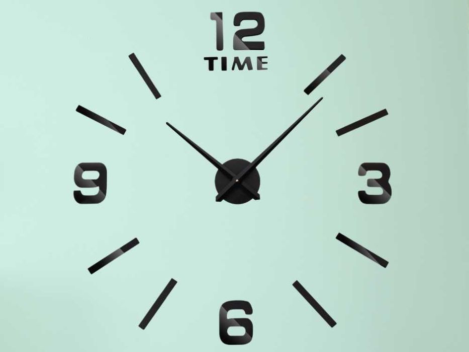 Zegar Ścienny Nowoczesny Duży Cichy Naklejany 3D Diy Czarny