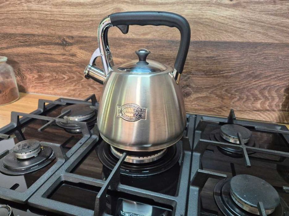 Mocny Trwały Czajnik Na Gaz Indukcja Stalowy Z Gwizdkiem 3L Srebrny