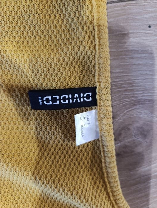Lekki cienki sweterek musztardowy rozpinany h&M rozmiar XS