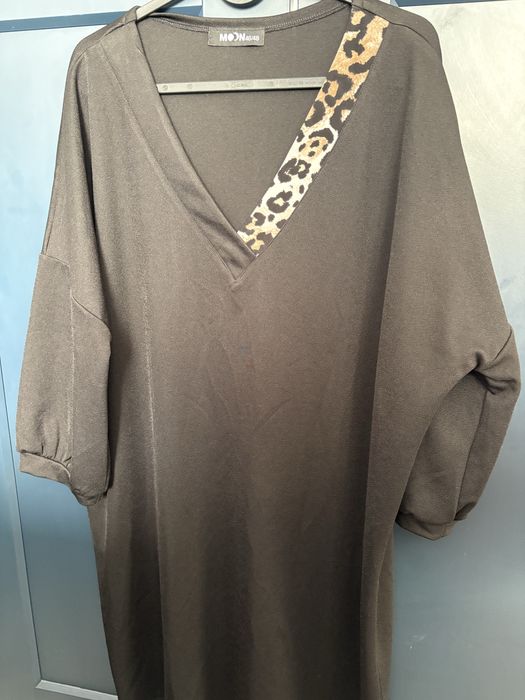 Czarna sukienka Moon 46/48 oversize panterka XXL