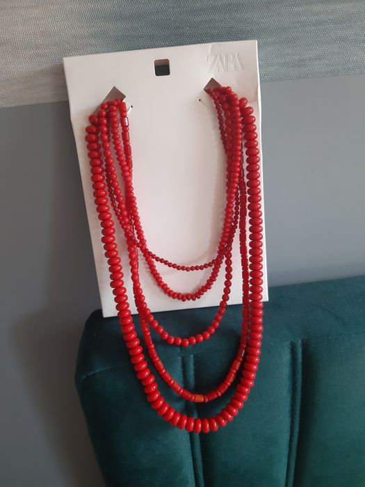 Korale Zara czerwone sznur korali lato tkmaxx koraliki zara glamour li