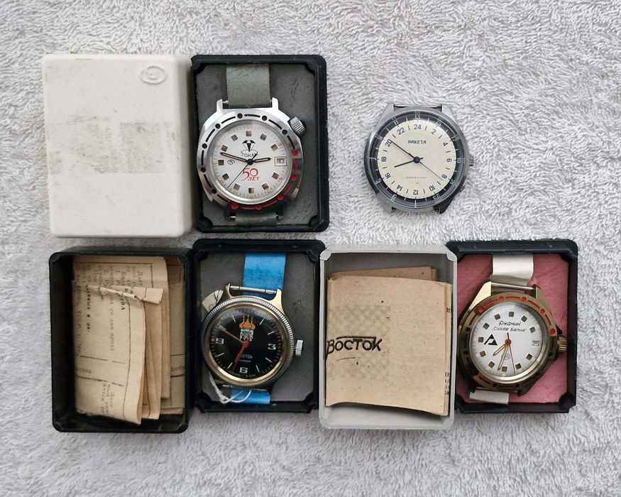 Восток, Амфибия, Полет, Автоподзавод, Позолоченные, Слава, Победа, Луч