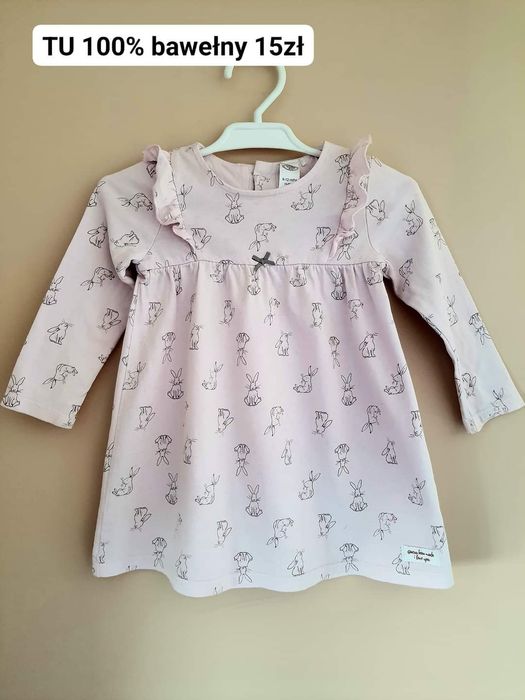 Sukienka w króliczki z falbankami TU 74-80cm 9-12 miesięcy