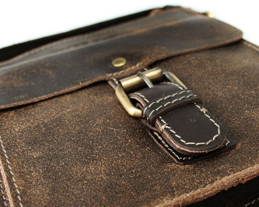 skórzana torba męska listonoszka wild tiger  - brązowa