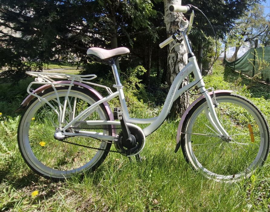 Rower dla dziewczynki Daisy Storm 24 cale  bìalo różowy
