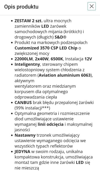 Żarówki H7 Led Nowe