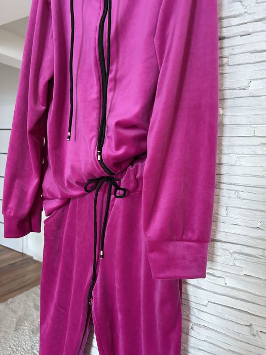 Dresy damskie  XS S 34 36 komplet dresowy welur rozpinane fuksja