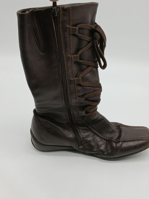 Botas de senhora pele castanha 38