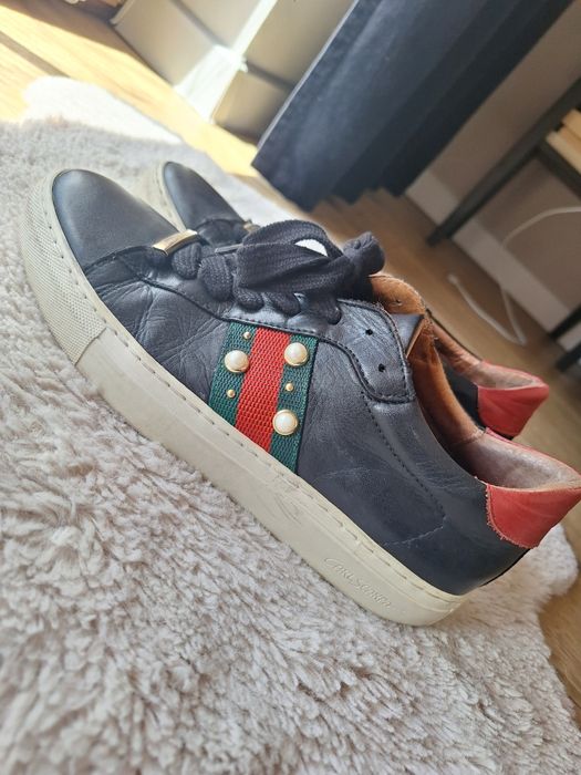 Czarne buty sneakersy Carl Scarpa skórzane trampki 41