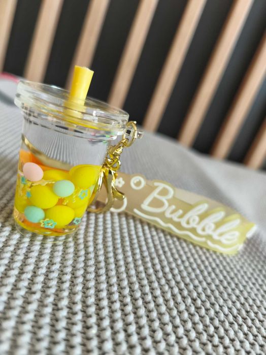 Nowy żółty duży brelok zawieszka zabawka Bubble kubek