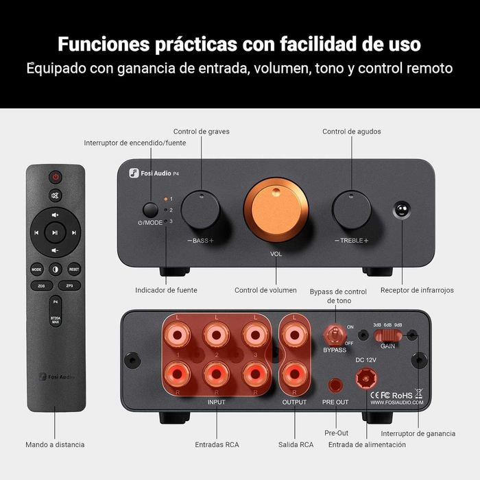 Fosi Audio P4 Mini Preamplificador + Fosi Audio V3 Monos