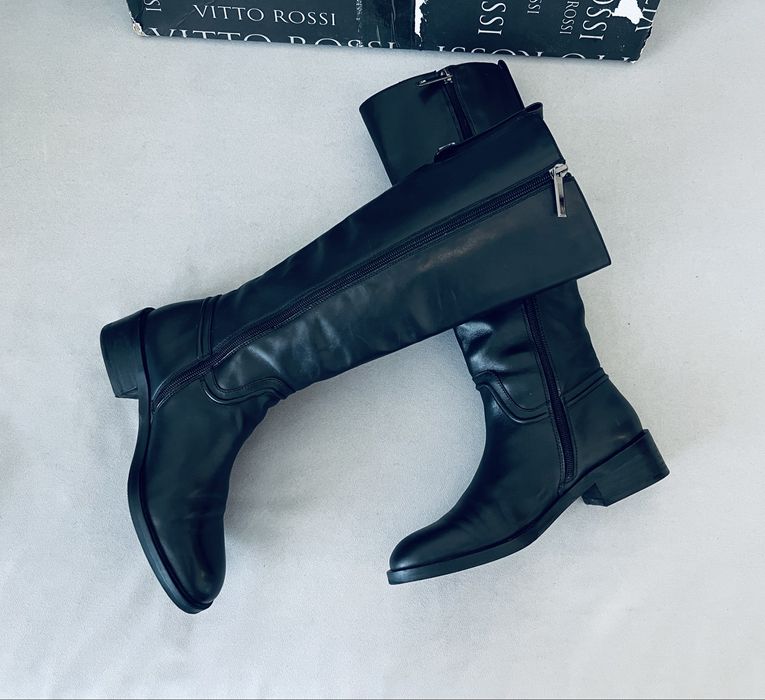 Сапоги кожа чоботи зима теплые vitto rossi basconi