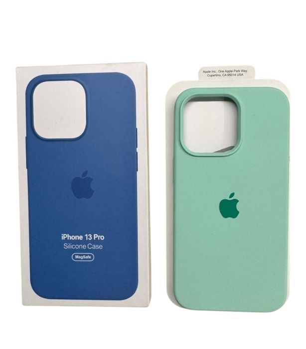 Nowe silikonowe etui case do iPhone 13 Pro z logo zielone miętowe