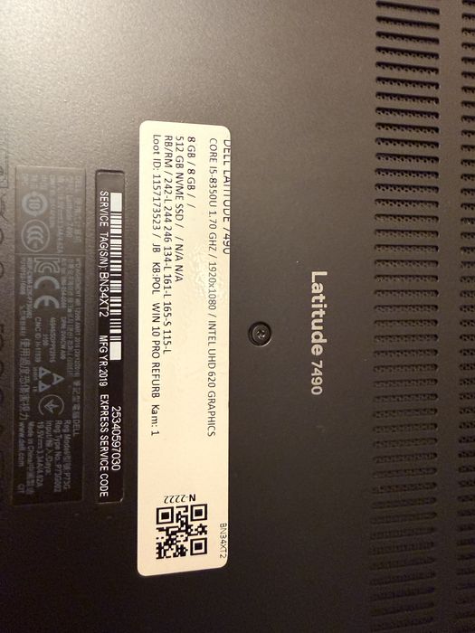 Dell latitude 7490 i5 8350U 16 GB RAM Dysk SSD M2 1024GB 1TB