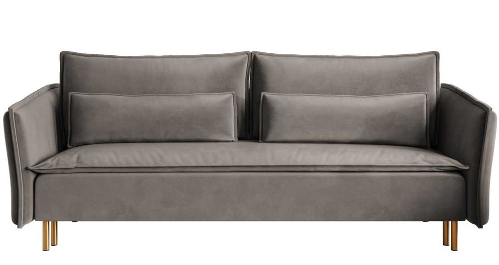 Kanapa rozkładana trzyosobowa szara z pojemnikiem sofa wypoczynek