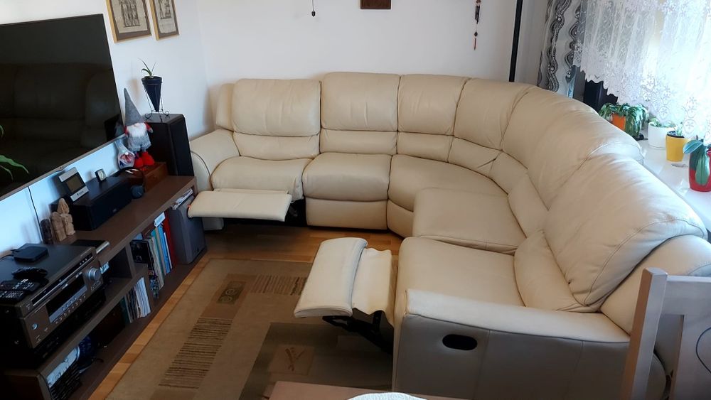 Narożnik skora naturalna, gruba,, skórzany, 2x relax, duzy.