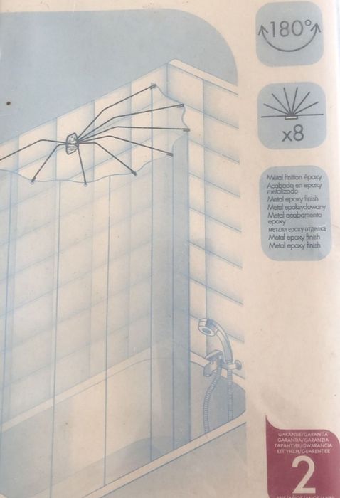 Suporte cromado de hastes de cortina circular de banho 180°