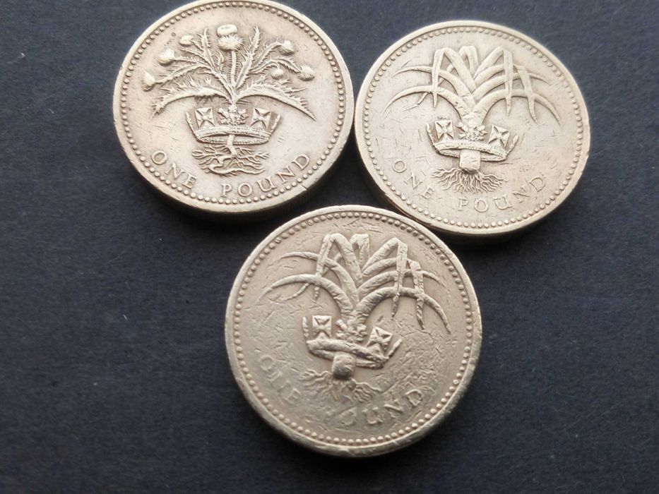 3 moedas de one pound 1984/85 Elizabeth II