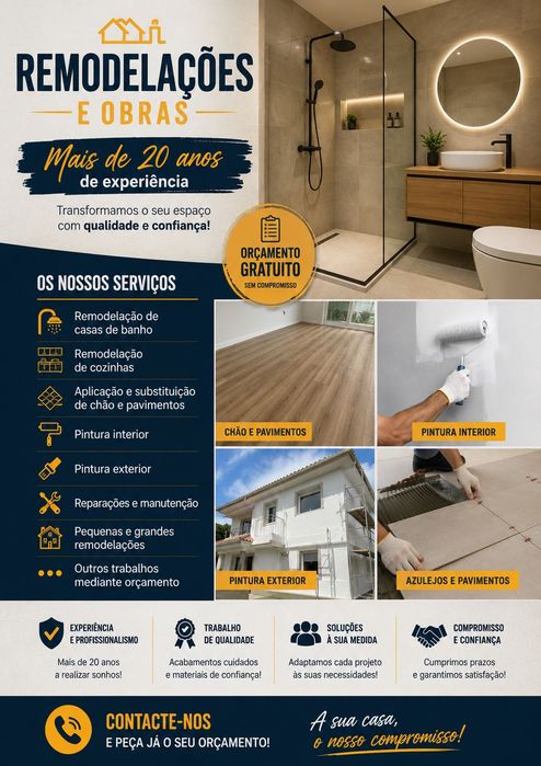 Remodelações e Obras | Casas de Banho | Pintura | Chão