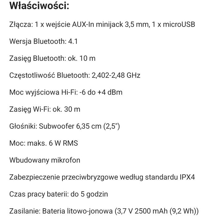 Auna przenośny głośnik bluetooth przenośny 6W