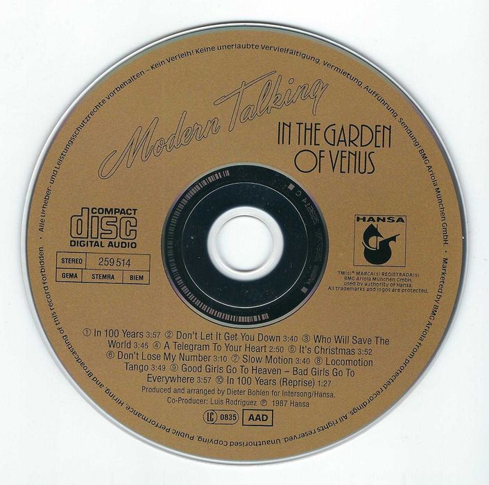 CD Modern Talking - In The Garden Of Venus-The 6th Album (1988)