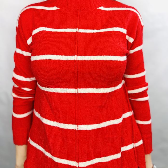 Czerwona tunika w białe paski S 36