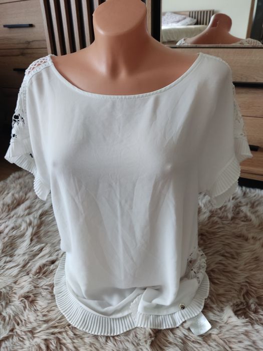 Bluzka damska koszulka Liu jo M L oversize koronka