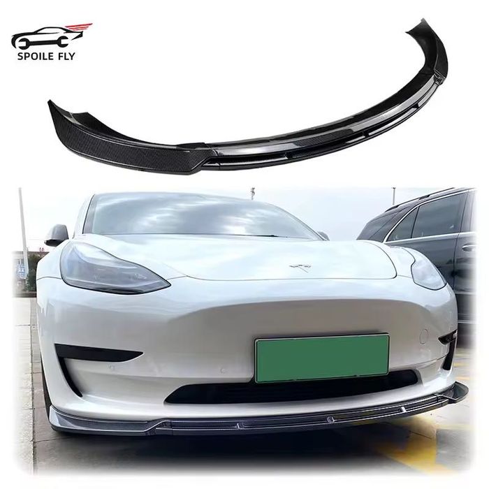 Губа на передний бампер Tesla model Y 3 сплитер обвес накладка на бампер тесла модел у 3 юбка