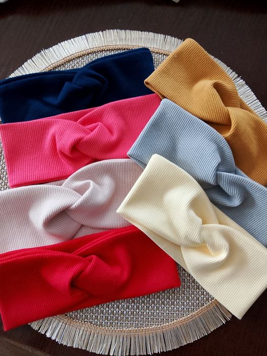 Opaska prążkowana twist zakręcana Mix kolorow