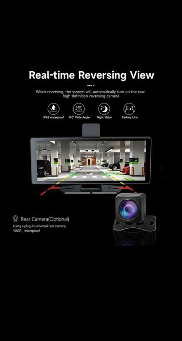 Е-АСЕ Автомобільний відеореєстратор GPS WIFI 4K 10,26 дюймів