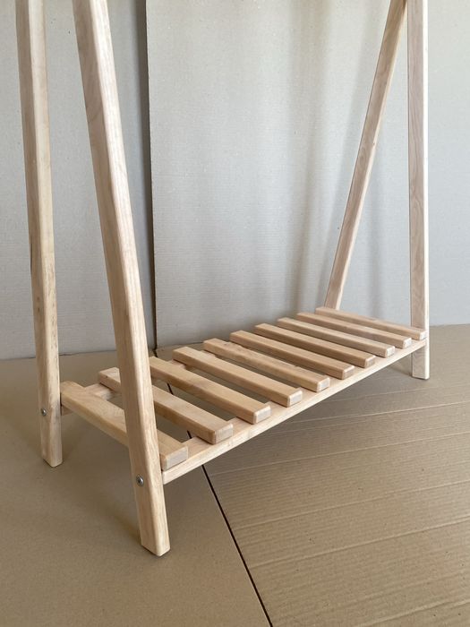 Вішалка вішак підлоговий стійка для одягу рейл деревяна стійка