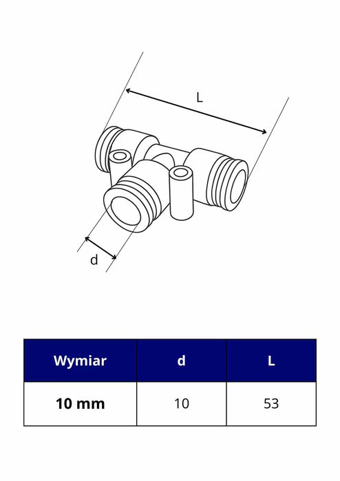 Trójnik pneumatyczny 10 mm do aeromasażu do balii ogrodowej | Element aeromasaż do jacuzzi wanny SPA bani